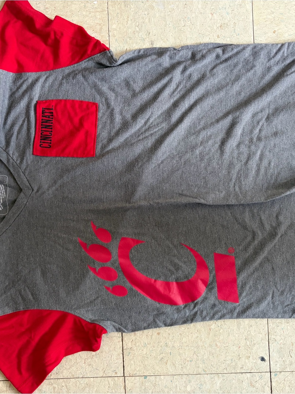 Campus Heritage Grey & Red Short-Sleeve V-Neck T-Shirt